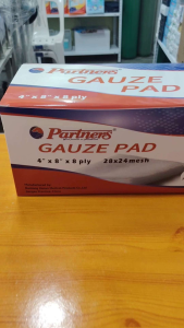 100s/Box Partners Gauze Pad 4" x 8" 8 ply 28x24mesh