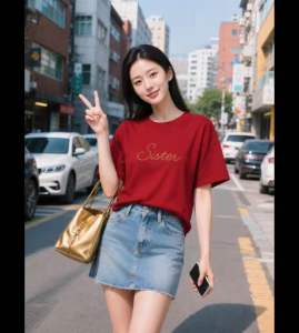 Áo Thun Nữ Sister Đính Đá Hot Trend – Vải Xược Co Giãn 2 Chiều Form Rộng Mềm Mát Freesize 40-65kg