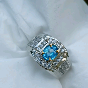 CINCIN BATU BLUE TOPAS OVAL CUTTING MINIMALIS