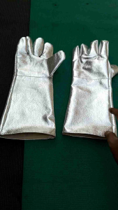 Sarung tangan tahan panas api glove Aluminized Aluminium foil 38 cm pelindung benda panas