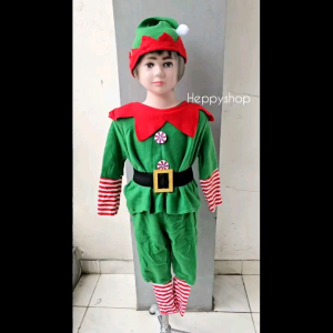 Kostum Anak Green Elf Santa Peri Natal Christmas