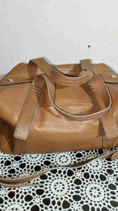 Preloved Fin Esker Korea Bag with SlingGenuine Pure Leather Brown Bag