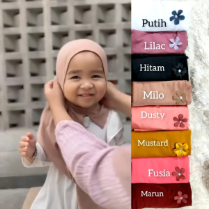 ( BANYAK PILIHAN WARNA) PASMINA INSTAN ANAK SAKURA USIA 1-4THN BAHAN JERSEY PREMIUM