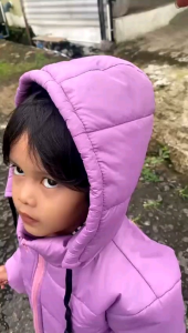 JAKET PARASUT GELEMBUNG ANAK 1-10 TAHUN UNGU POLOS WATERPROOF HOODIE LE PAS