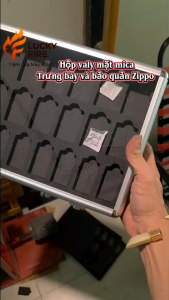 Hộp nhôm mặt mica Nhật Bản trưng bày 21 ô bật lửa Zippo