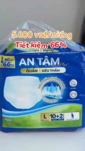 60 Miếng Bỉm quần người già cao cấp An Tâm size M-XL từ 30-85kg mềm mại thấm hút tốt