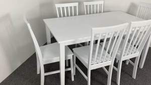 Ready Stock 💕EWJ93 Dining set White colour 4 setaer and 6 seater kerusi meja makan