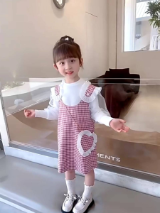 Setelan Korea Anak Perempuan Lengan Panjang 3in1 Free Pouch / Set Dress Anak Perempuan usia 3-6Tahun