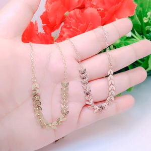 Kalung Daun Virall Serut Titanium Premium Kokot Lobster Emboz 750