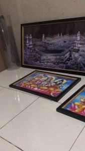 Hiasan dinding gambar mekah Ka’bah plus bingkai 100x50cm