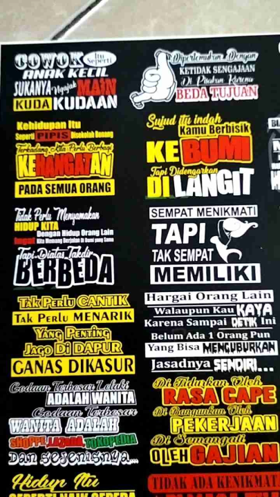 STIKER KATA KATA | STIKER KATA KATA VIRAL | STIKER PACK | STIKER 1 LEMBAR | STIKER CROMO