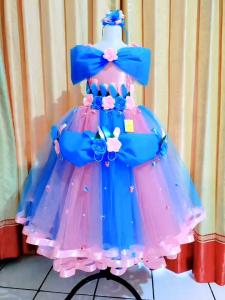 GAUN PESTA ANAK USIA 1-12 THN (SEMATAKAKI) FREE BANDO