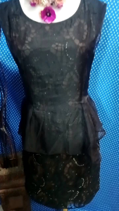 DRESS PEPLUM BRUKAT HITAM PERMATA(ZEE) 431