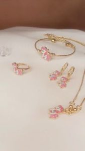 COD!!!SATU SET PERHIASAN ANAK HELLO KITTY KALUNG & ANTING & GELANG MODEL TERBARU