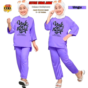 ELANNO - Setelan Anak Karakter YUK NGAJI Usia 3-11 Tahun Super Viral / Oneset Anak Muslimah Best Seller