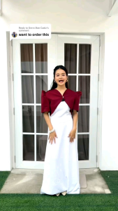 Ellie Cropped Modern Filipiniana Bolero – Puffed Sleeves Vest Blazer Cover-Up by Lachica’s Apparel | Neoprene Fabric | Small to 2XL | Church Wedding Formal Events Dress Overlay