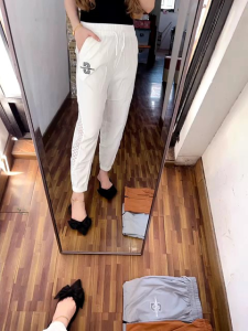 8081 Celana Jogger Import Bangkok List Samping Logo Bordir LP 70-116 Pinggang Karet