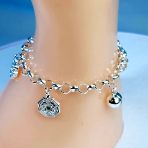 🌈AAbaby Galleries AA114M Original Baby Silver Anklet Bracelet 5 Treasures Baby Anklet S925 银五宝小孩脚链