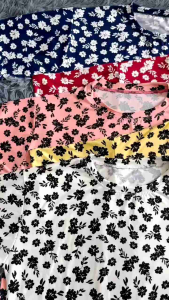 FLORAL PRINT BASIC BLOUSE TOP TSHIRT FOR WOMEN FIT S TO XXL COTTON
