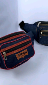 waist bag tas pinggang tas selempang jeans tiga resleting casual tas pria
