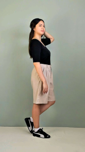 Missym Chino Wide Leg Highwaist Short for Women Bermuda Length Wide Leg with Pockets Short Casual