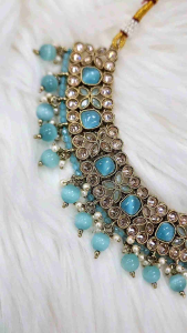 Haseenas Monalisa Beads Kundan Choker With Large Jhumka