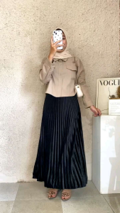Rok Plisket Bludru Velvet Premium - Rok Plisket Bludru Velvet Panjang