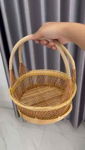 ตะกร้างานฝีมือ ทำจากก้านไม้มะพร้าวสูง 9 cm กว้าง 25 cm ยาว 26 cm