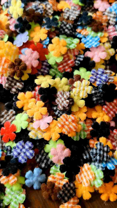 ดอกไม้ผ้า 100ชิ้น ดอกไม้ผ้าสก๊อต ขนาดเล็ก15มม.ตกแต่งงานประดิษฐ์ งานฝีมือ