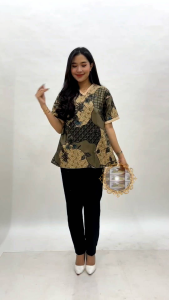 Atasan Batik Blouse Lengan Pendek M L XL XXL