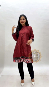 Baju Batik Tunic Wanita Terbaru 2024 - COD & Tunic Batik Wanita / Cewek Lengan Serut Motif M L XL XXL