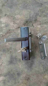 Gagang Handle Kunci Pintu Set Minimalis Kotak Tanggung Besar Silver Crome 20 cm