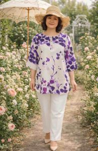 Outlet sale Áo hoa trung niên cao cấp free size - vt13-0126