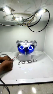 MIKA REFLEKTOR LAMPU UTAMA SUPRA X 125 HELM IN SET LAMPU ALIS BULAT 2 LENSA TEMBAK JAUH DEKAT