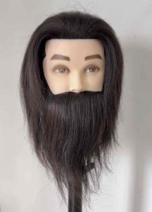 Men 100% Real Human Hair Mannequin Practice Training Head with Beard rambut palsu male men head dummy head男人头模练习剪发胡须假人头