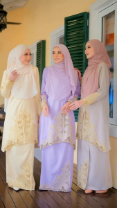 Kurung Sherin Kerawang Sulam Tebuk Benang Emas Sedondon Ibu & Anak Baju Raya 2024 [Reyqa]