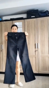 กางเกงทรงบอย สีดำ กางเกงยีนส์ไซส์ใหญ่ กางเกงคนอ้วน แฟชั่นคนอ้วน ไซส์ 26-44 นิ้ว กับ ผญ