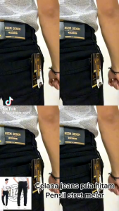 Turun Harga - Celana Jeans Pria Lelaki Dewasa Hitam Slim Fit Murah & Keren