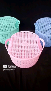 keranjang bulat tempat penyimpanan serbaguna dengan tutup bisa untuk souvenir