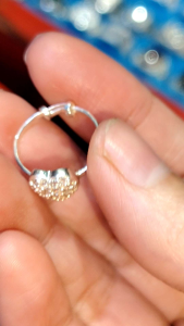 silver 925 ring heart  stone kids ring