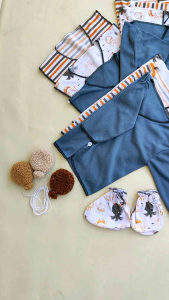 27pc paket lahiran baju celana topi sartaki bayi karakter lucu/setelan bayi newborn warna ABU SALUR