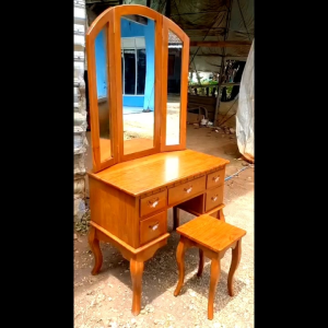 Meja rias tolet kaca model minimalis modern kayu jati