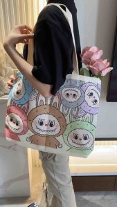 กระเป๋าผ้าแคนวาส กระเป๋าสะพาย Labubu น่ารัก พร้อมส่ง กระเป๋าผ้า