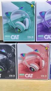 Headphone Macaron LED Color Light Cute Cat Ear Headphone with Mic STN-28 Foldable Wireless Headphones Bluetooth Earphone HiFi Stereo Headset Bluetooth Headset Gaming No Delay Henset Bloetooth