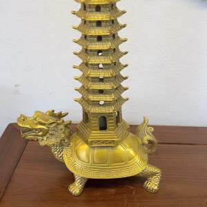 Tượng rùa đầu rồng long quy kết hợp tháp Văn Xương bằng đồng thau