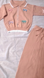 ds SETELAN ROK RAJUT ANAK SALUR PITA