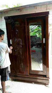lemari pakaian 2 pintu asli jati tua sliding