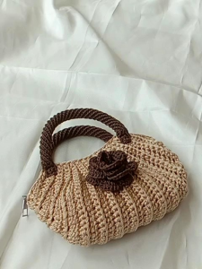 tas rajut jinjing bunga 3D handmade tas rajut tangan