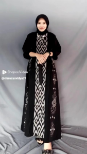 PUFFY DRESS TENUN BLACK VORY - KEMEJA TENUN BLACK VORY