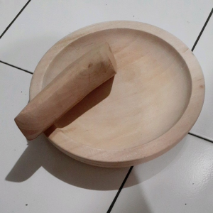 Cobek Coet Kayu Super Jumbo 23 cm Plus Ulekan